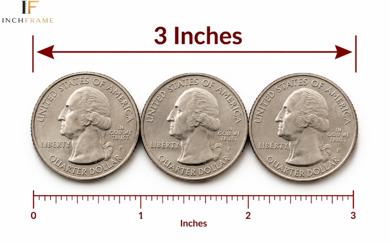 Three Quarters in a Row Measuring 3 Inches