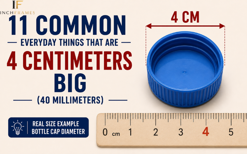4 centimeters size comparison using a bottle cap and ruler