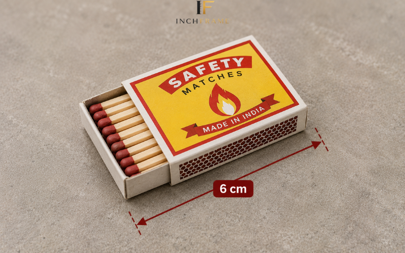 Matchbox measuring 6 cm