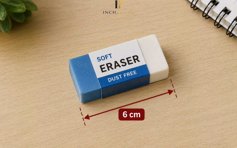 Small eraser measuring 6 cm
