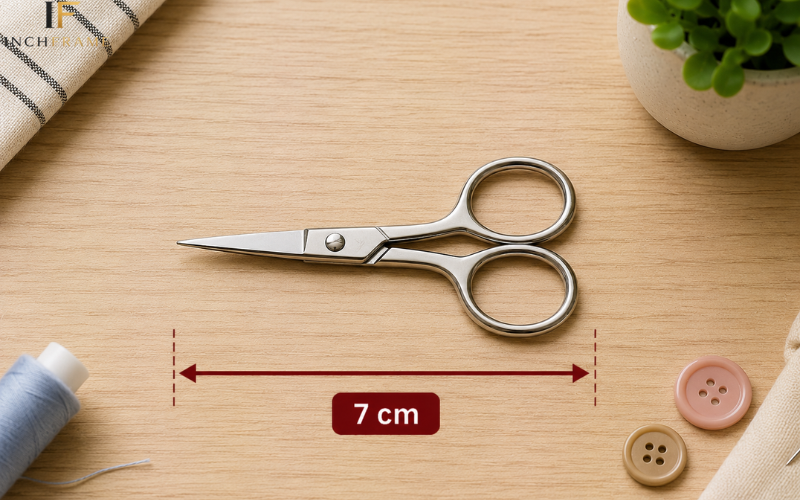 Travel sewing scissors measuring 7 cm