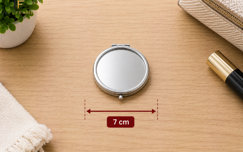 Small pocket mirror measuring 7 cm