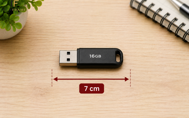 Small flash drive measuring 7 cm