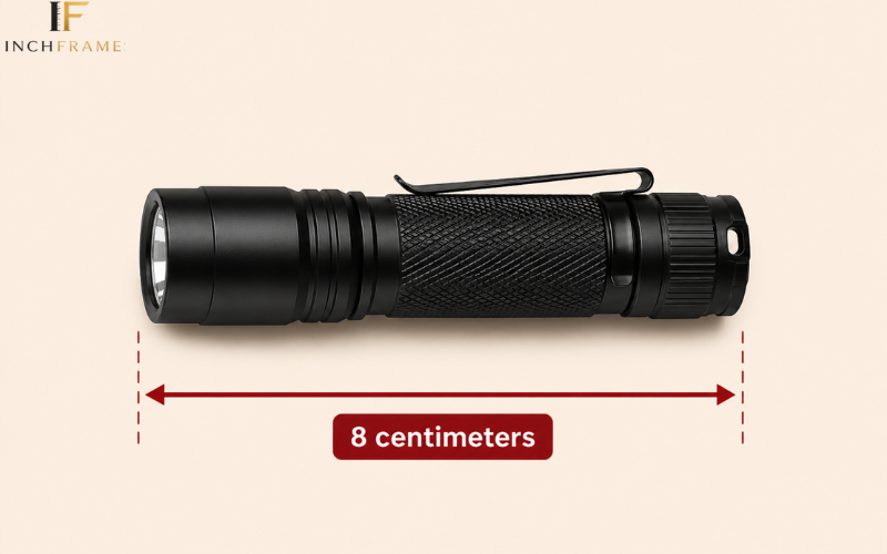 Pocket flashlight measuring 8 centimeters