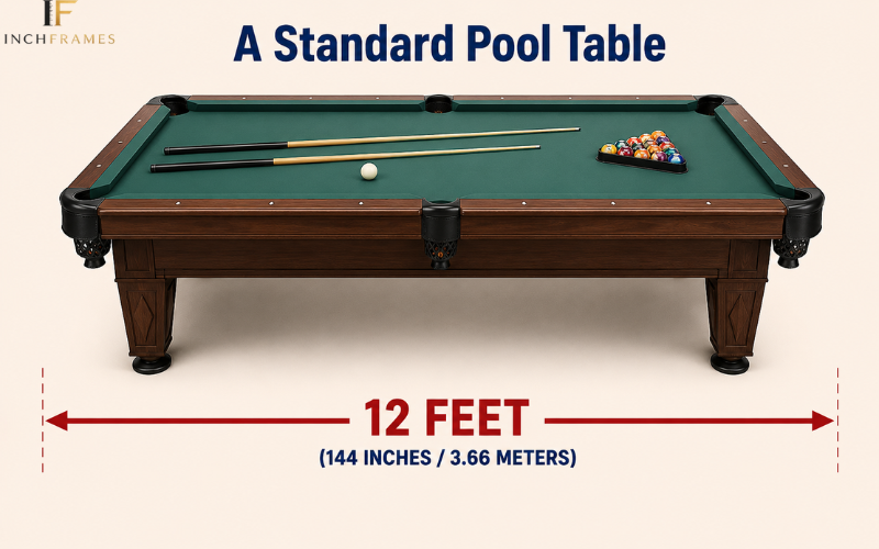 12-foot A Pool Table showing how long 12 feet is