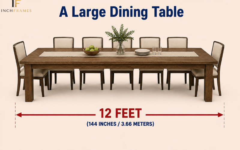 12-foot large dining table showing how long 12 feet is